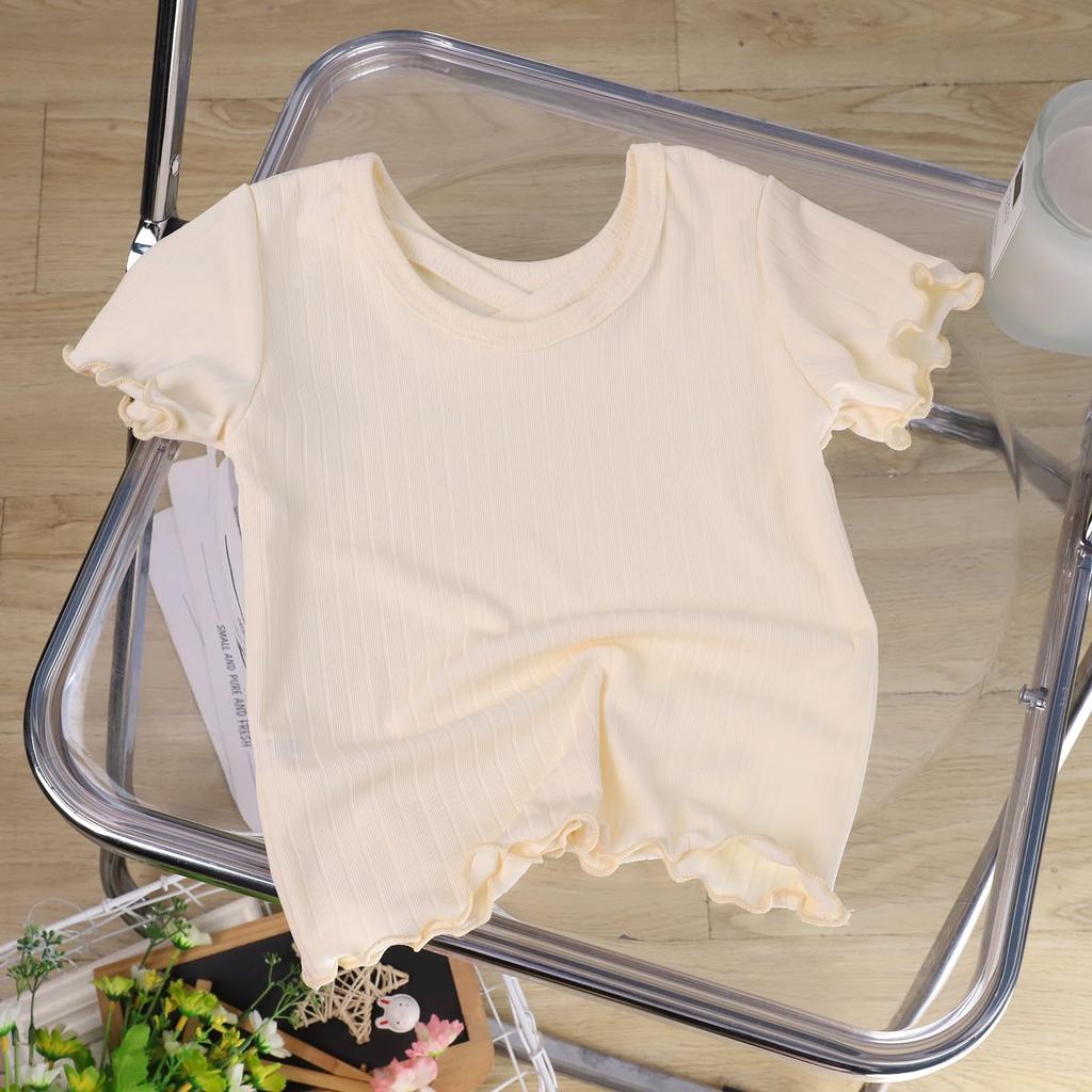 Mädchen Kurzarm T-Shirts Rundhals Oberteile