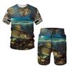 Hip Hop T-shirt Men 2-piece Set Summer Short Sleeve Tops Shorts Casual Oversized Streetwear Clothes Tracksuit Set