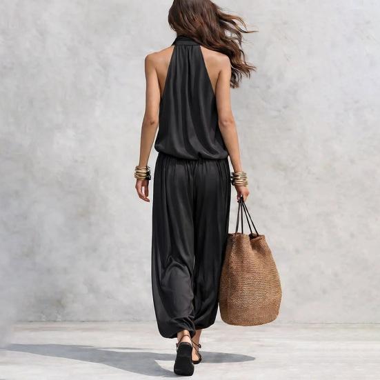 Damen Sommer Zweiteilige Sets Trägerloses Oberteil mit Wasserfallausschnitt und Crop Pants Passende Sets