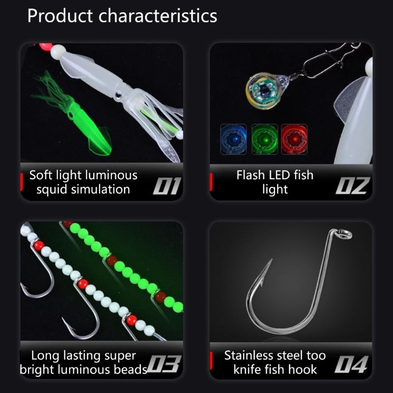 Squid Fishing Lure 22G Luminous Squid Jigs Artificial Baits For Fishing Sea