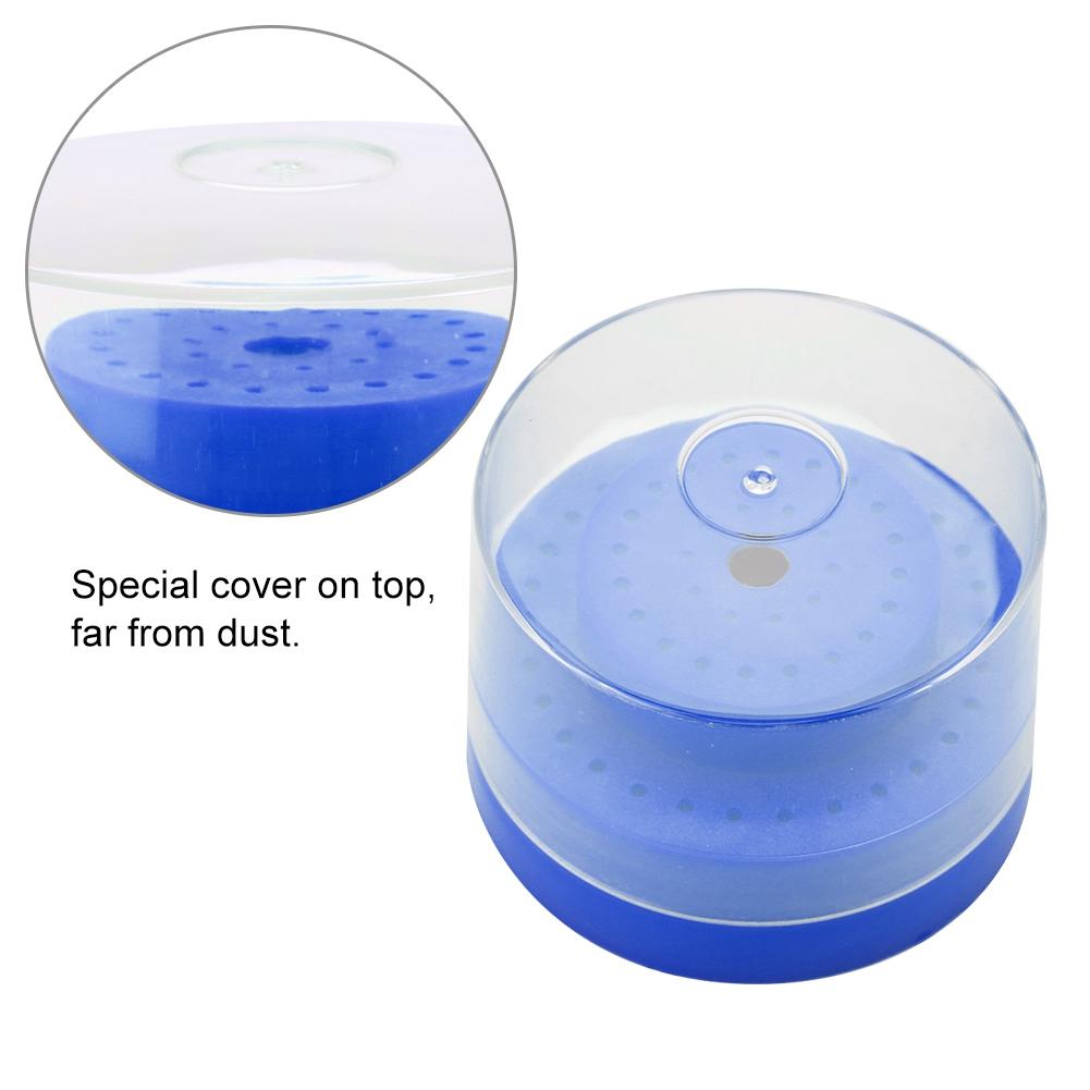 60 Holes Slots Round Bur Holder Block Case Holder Dental Instrument (Blue)