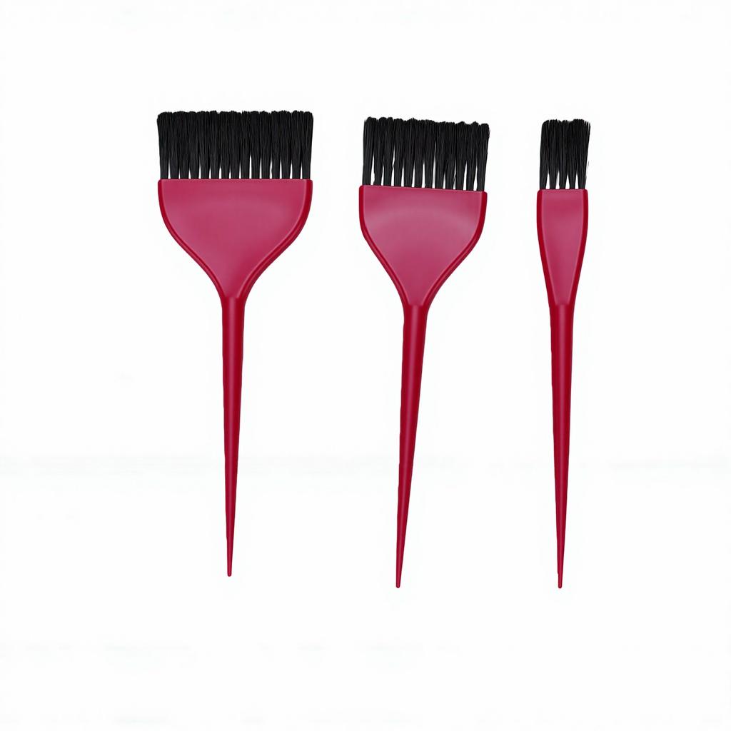 Pinceau de coloration pour cheveux à long manche contrôle précis pinceau de coloration capillaire pour débutants professionnels Rosé Sanguin Lot de 3 pièces