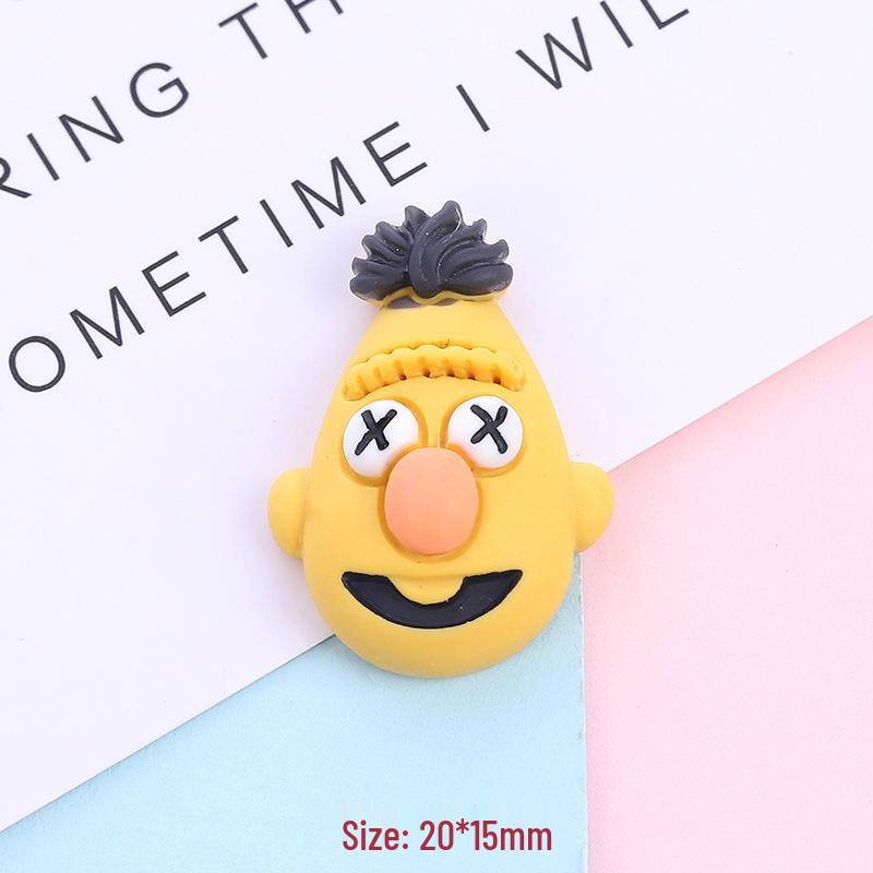 DIY Sesame Street Clown Doll Resin Accessories - Creative Hair Clip, Cream Glue, and Phone Case Materials