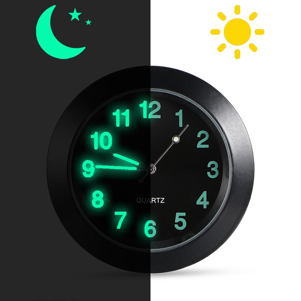 

Luminous Mini Car Air Vent Clip-on Round Quartz Clock Car Interior Decoration Black