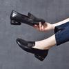 Leather Low-heeled Single Shoes Women's Spring 2025 New Round Head Soft Leather Loafers Flat Leather Shoes Versatile Doudou Shoes