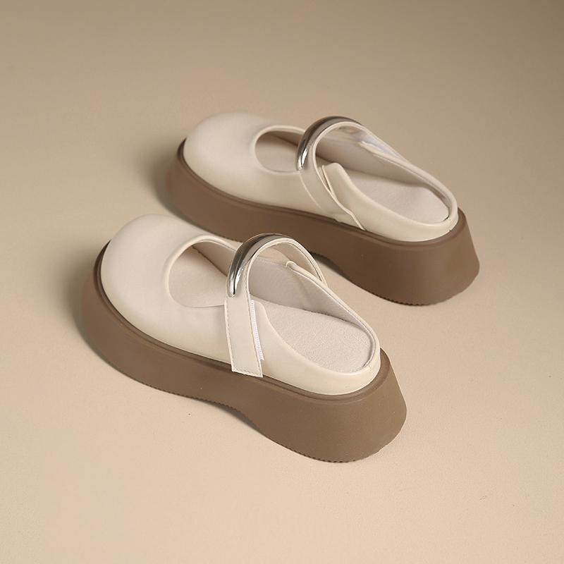 Mode CRLAYDK Damtofflor Slip-on Rygglösa Promenad PU Läder Loafers Kardborretofflor Casual Dam Höjdökande Slides