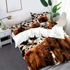 Highland Cow Print Vaskbart sengetøysett i mikrofiber Mykt Komfortabelt dynetrekk for gjesterom på soverommet
