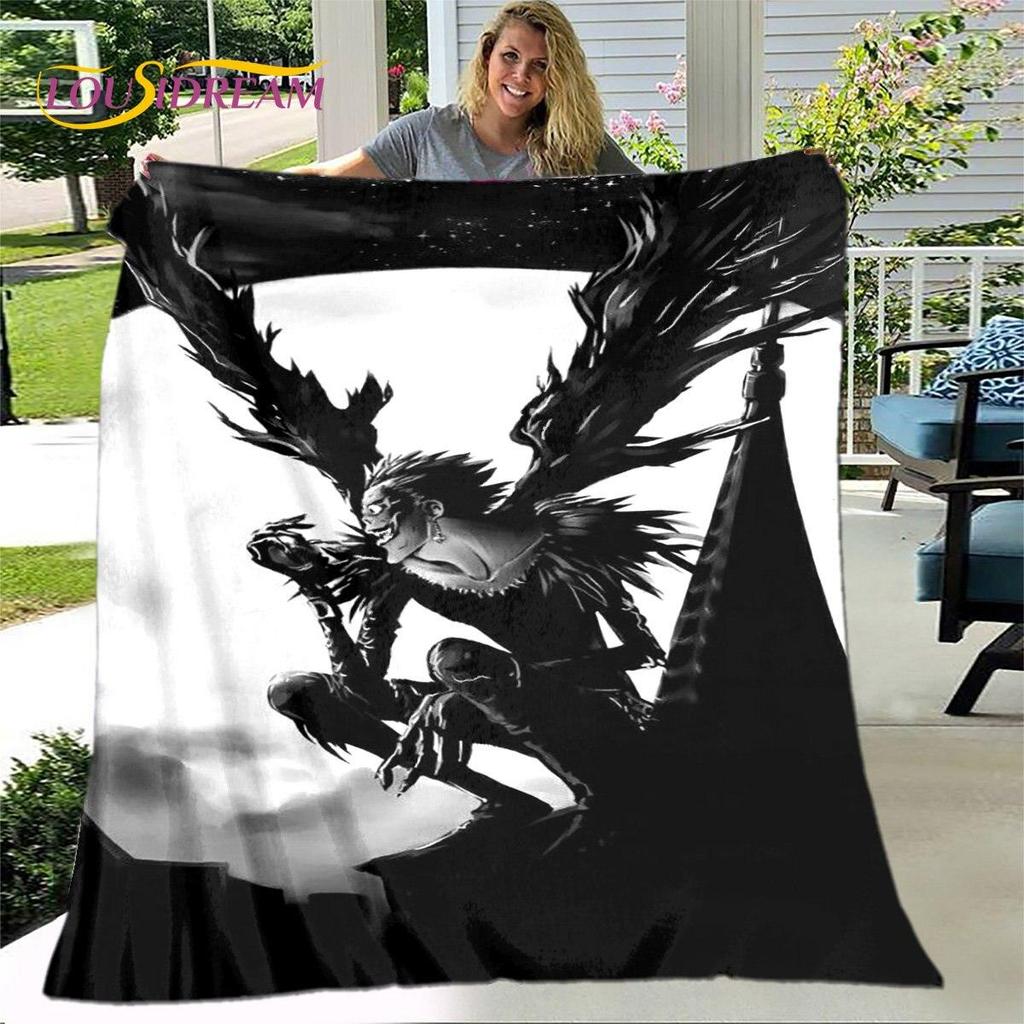 Anime Death Note Skräck Tecknad filt, Flanellfilt Slängfilt, Mjuk varm filt för Vardagsrum Sovrum Sängar Soffgåva