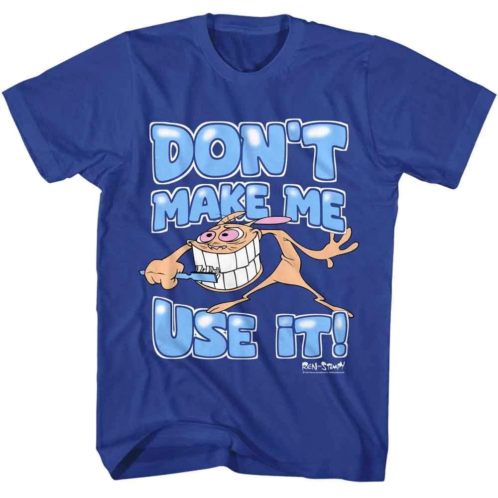 Ren And Stimpy - Dont Make Me - American Classics - Solid Blue  Short Sleev 110