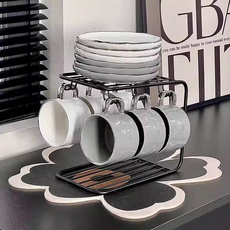 Nordic Style Luxury Ceramic Coffee Cup Set (6 Pieces) - Elegant Housewarming Gift