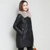 Cotton Jacket Women's Loose Autumn and Winter New Large Fur Collar Leather Jacket Large Size Thickened Cotton Jacket Medium and Long
