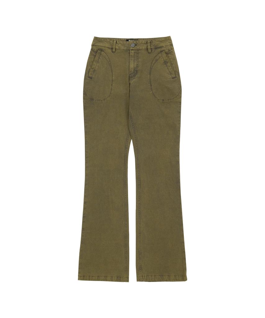 WELLBEING EXPRESS Washed Boots Cut Pants Khaki