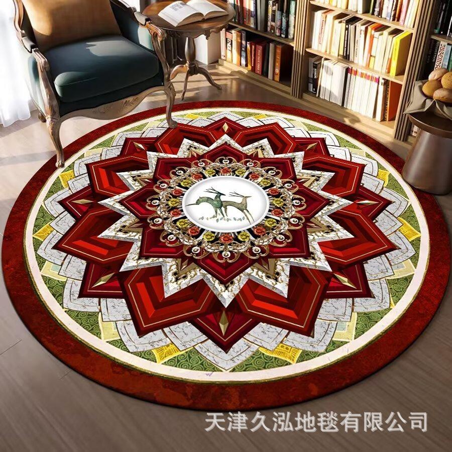 Circular Carpet Bedroom Living Room Carpet Coffee Table Carpet Home Sofa Circular Mat Ethnic Style Carpet