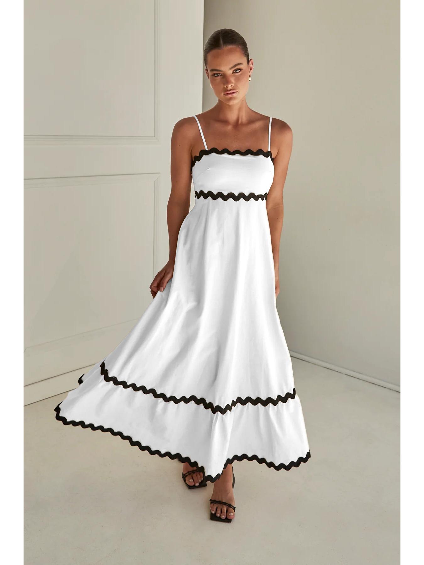 

Платье свободного кроя с кружевом однотонного цвета и топом-трубой - 88106 Small