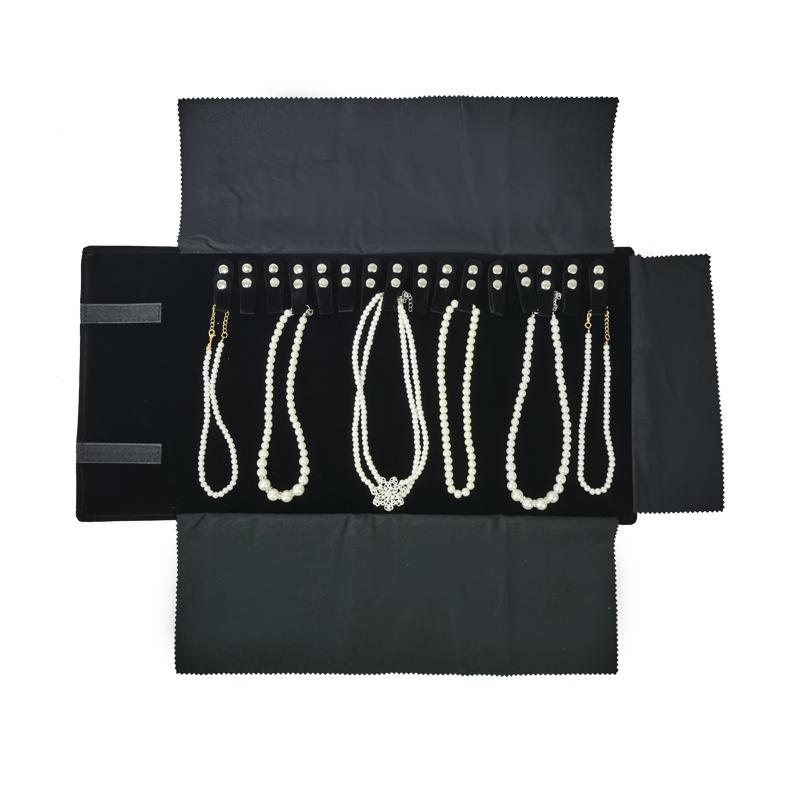 High Quality Black Velvet Jewelry Storage Roll Ring Necklace Pendant Earrings Watch Storage Roll Jewelry Storage Display Props