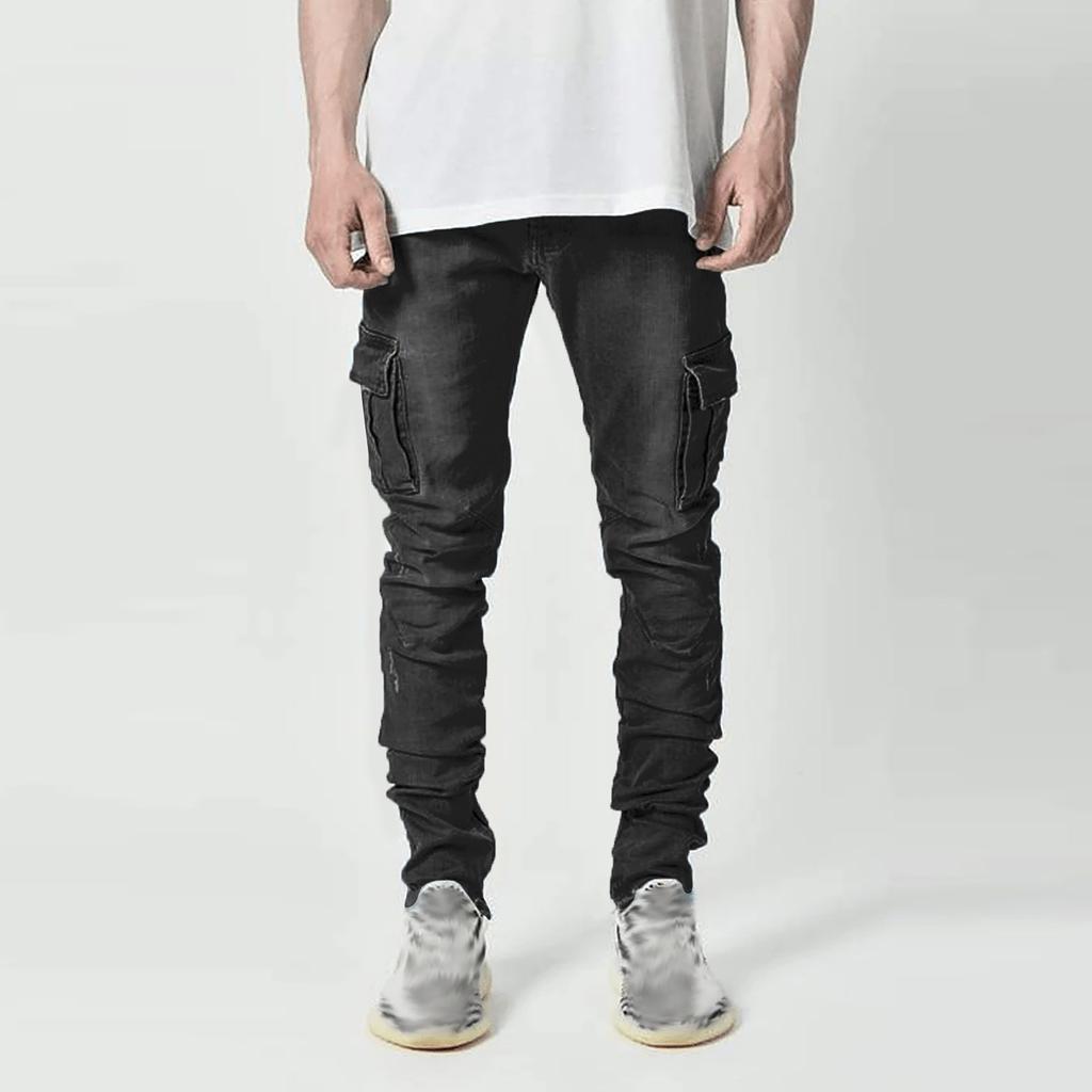 Pantaloni di Jeans Elasticizzati da Uomo con Strappi e Personalità