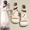 Roman Sandals Women Summer 2025 New Flat Non-slip Outside Wear Beach Shoes with Black Continuously Empty Cool Boots Tide