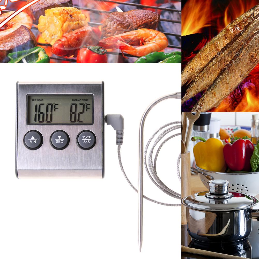 Buy Digital Display Food Thermometer Probe Meat Timer Meter Cook ...