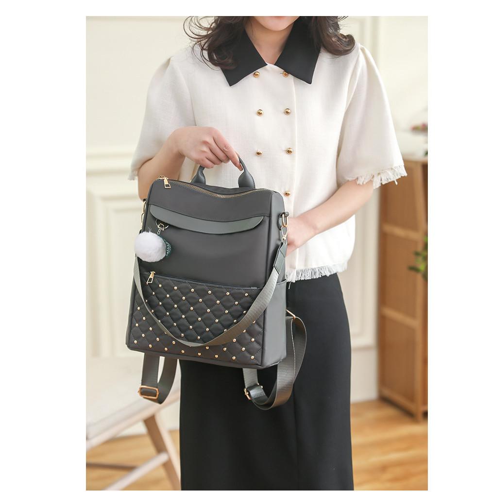 IELGY backpack, nylon cloth rhombus schoolbag, large-capacity Korean version of leisure students Korean version of travel backpack