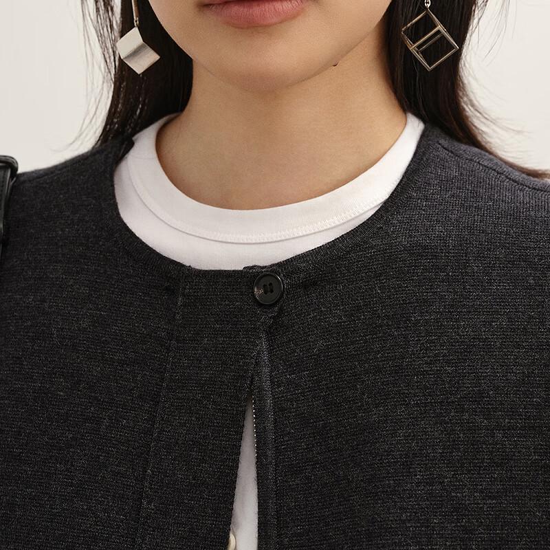 LESS 2025 Winter Collarless H-Line Mid-Length Cardigan