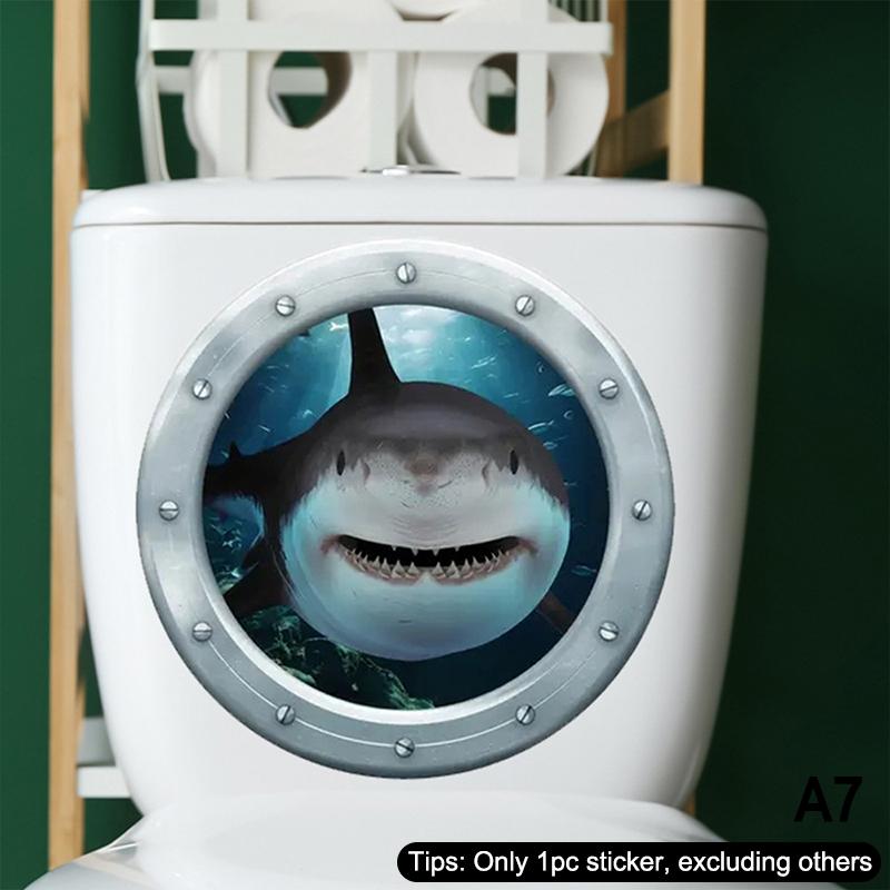 Adesivo WC Mondo Sottomarino Animali Marini Adesivo Murale Autoadesivo Rimovibile Impermeabile Decalcomanie Bagno Decorazioni per la Casa