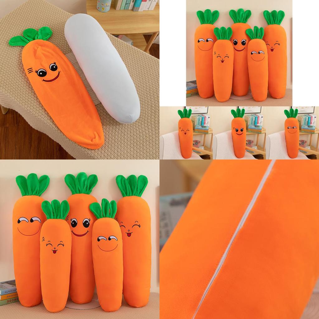 Charming Carrot Plush Pillow Snuggly Cuddle Doll Adorable Soft Bed Plushie