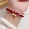 Gold Cinnabar Pixiu Bracelet with Lucky Beads and Curved Tube for Women – 999 Pure Gold DIY Gift