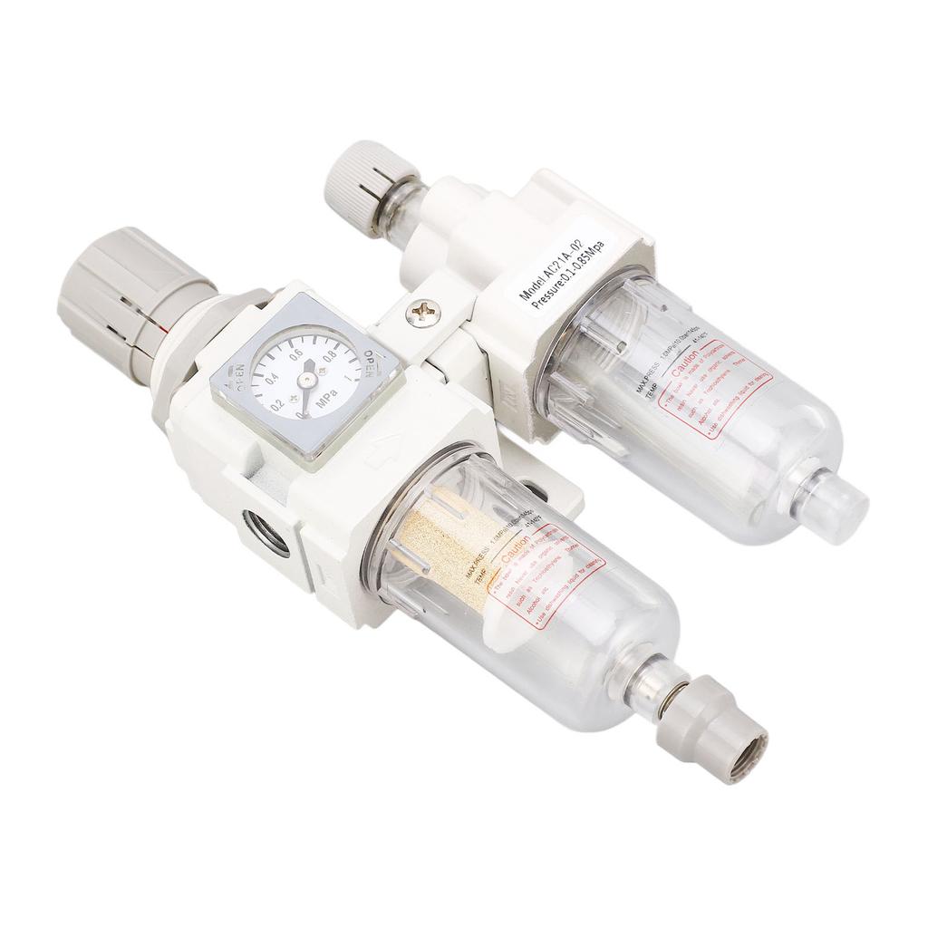 Air Filter Regulator Lubricator Combo G1/4in Inlet Outlet Pneumatic Tool Air Pressure Regulator Water Oil Separator