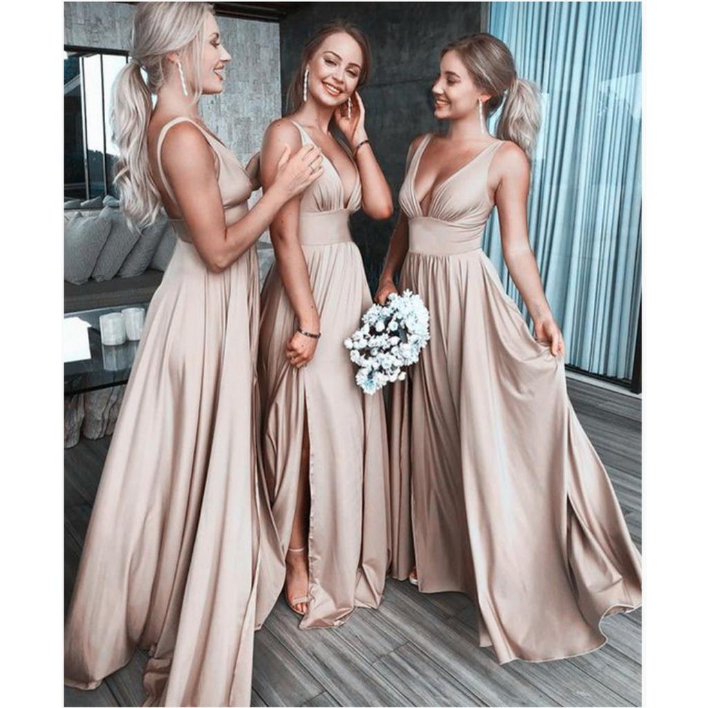 Sommer Neues Tiefes V-Trägerkleid für Damen Europäischer Amerikanischer Stil Brautjungfernkleid Partykleid für den grenzüberschreitenden Handel