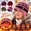 Warm Peaked Winter Hat Fleece Lined Beanie Hat Comfortable Knitted Hat Elderly Women
