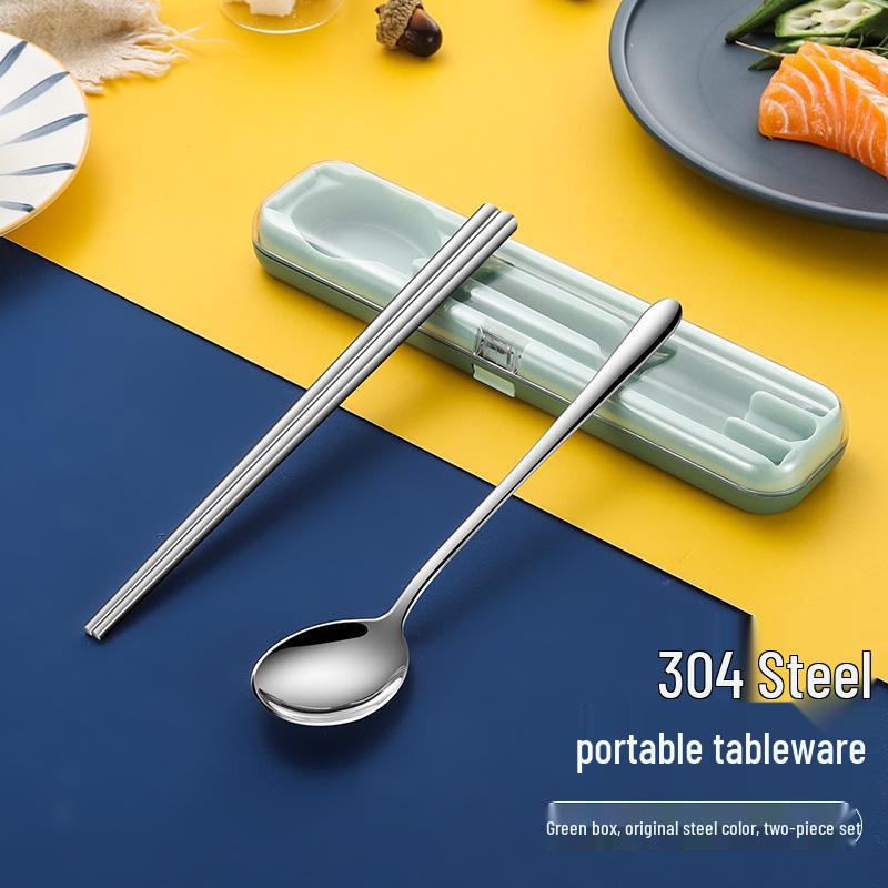 In-Stock Stainless Steel Portable Cutlery Set: Travel Flip-Top Case with Fork, Spoon, and Chopsticks