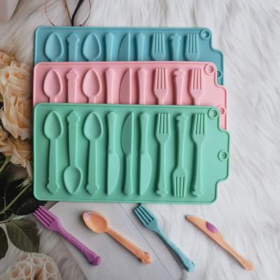 Cucchiaio in silicone, coltello e forchetta, inserti per cioccolato, candele, fondente, gocce, colla, stampo per biscotti