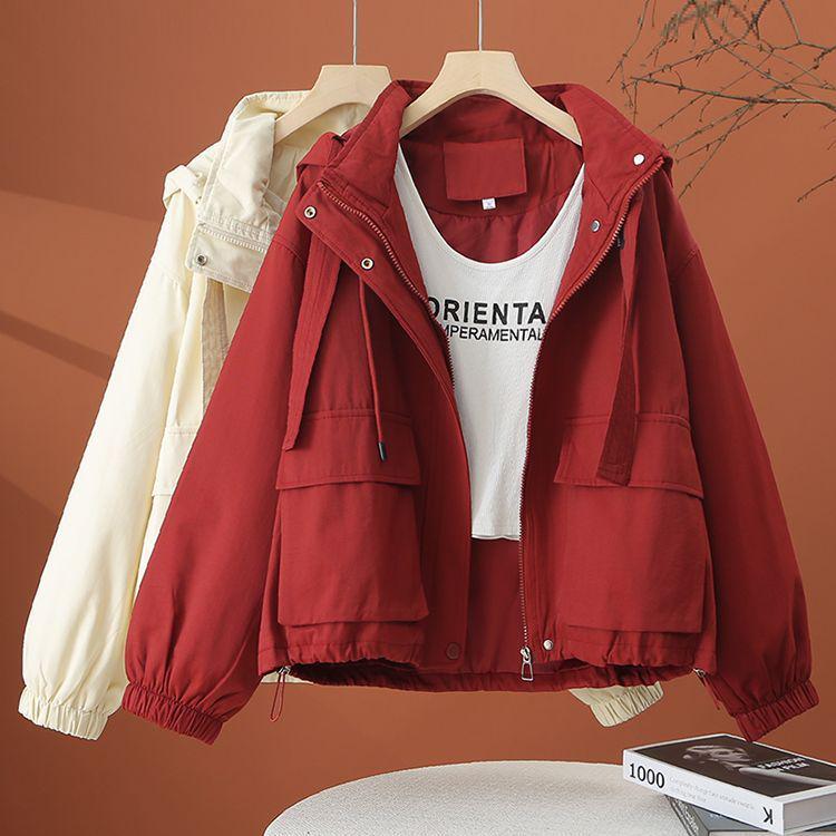 Damen Koreanischer Stil Locker Kapuzen Baseballjacke für Frühling und Herbst 2025