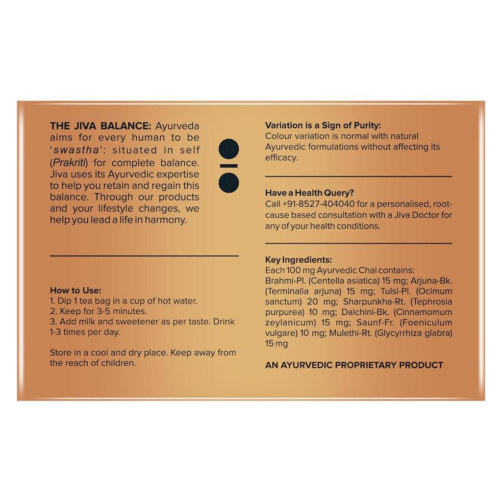 Jiva Ayurveda Chai Teebeutel Koffeinfrei Kräuter Wellness Tee Packung mit 2x 25 Beuteln je 1,75G