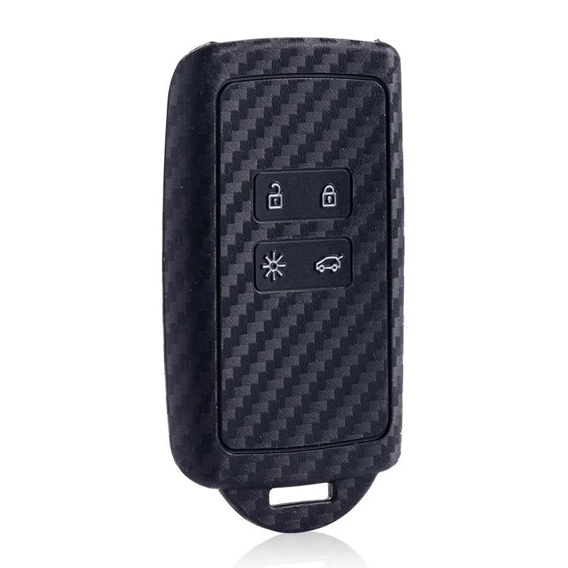 Silicone Carbon Car Key Case Cover For Renault Koleos Kadjar Captur Megane Talisman Espace Clio Zoe Scenic Arkana Dacia Sandero