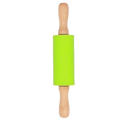 Rotating Silicone Dough Rolling Pin Bread Pastry Baking Roller Kitchen Rolling Tool(Green)