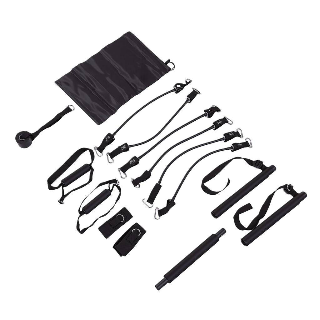 Pilates Bar Kit 20 30 40 Lbs Resistance Bands Adjustable Pilates Workout Equipment with Storage Bag for Home Fitness