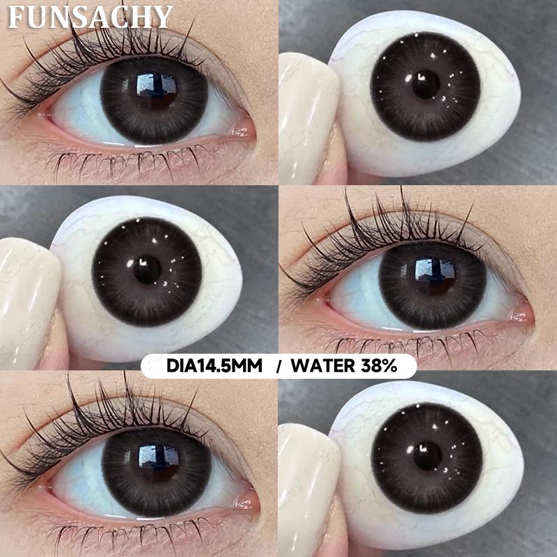 

FUNSACHY 1 пара больших черных контактных линз для глаз с диоптриями, красивые зрачковые линзы для близорукости, цветные линзы с рецептом -1.75