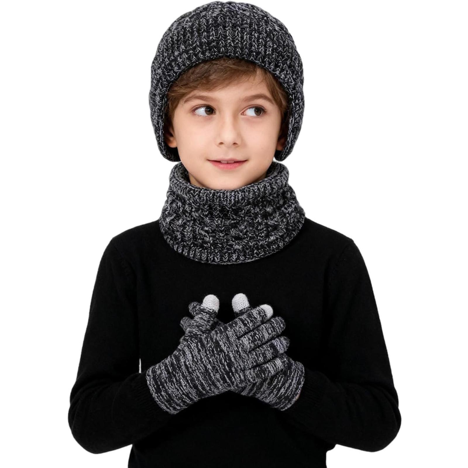 

Children s Hat, Scarf, And Gloves Three-Piece Set For Boys And Girls One Size білий
