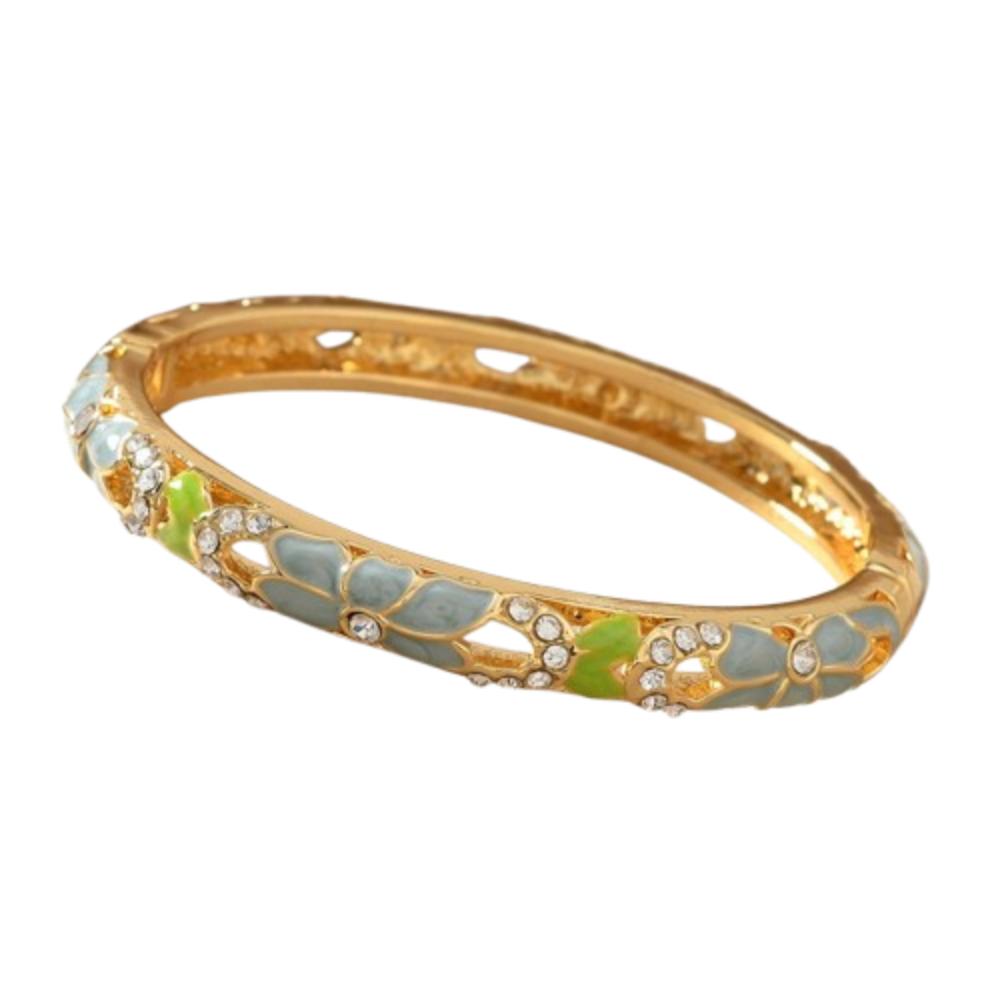 Chinese Style Vintage Cloisonne Bangle Enamel Women's Hand Bracelet Hollow Out Flower Bangle  Girls