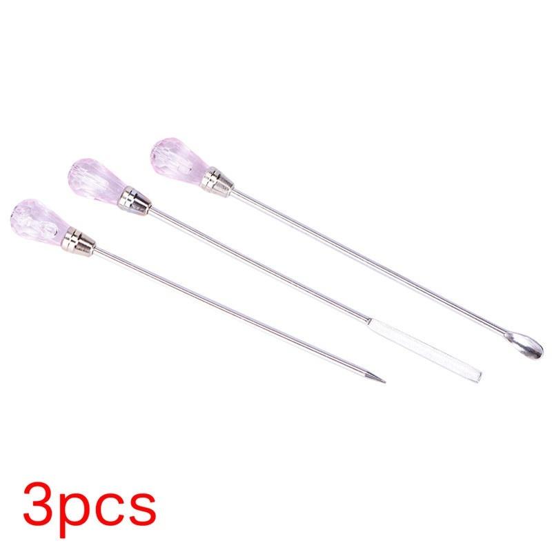 3Pcs/Set Crystal Drip Glue Stirring Rod Bubble Needle Set DIY Handmade Resin Mold Tool Kit Bubble Needle Spoon Tool Set