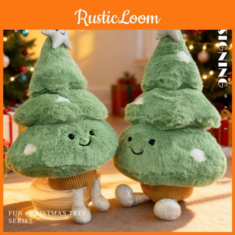 Holiday Christmas Tree Plush Pillow With Soft Short Plush For Kids Room Decor