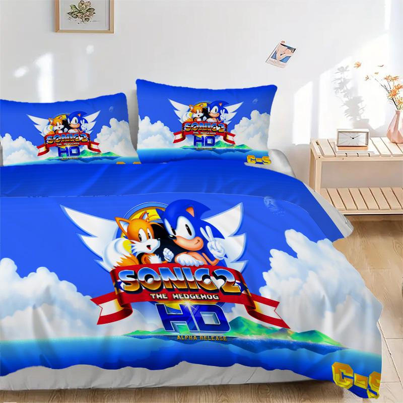 Sonic Adventure Hd Print 3Pcs Bedding Setduvet Cover With 2 Bedropillowcase Home Birthday Gift