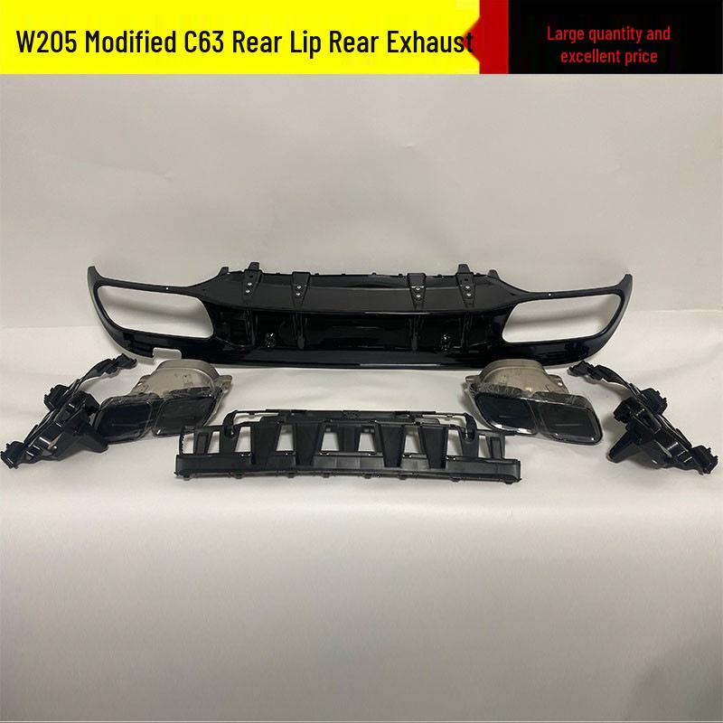 Mercedes W205 Sport Model C63 Style Rear Diffuser Tailpipe Upgrade for C180L, 200L, 260L AMG Exhaust.