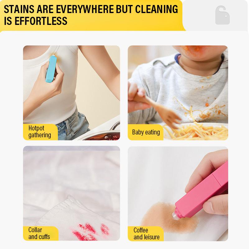 Stylo Détachant Portable Blanc pour Vêtements Sans Lavage Brosses de Nettoyage Double Tête Enlèvement de Graisse Vêtements et Tissus Facile à Utiliser