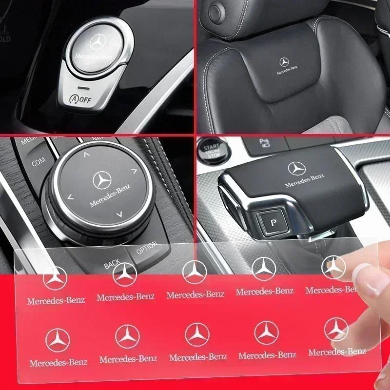 Car Steering Wheel Badge Stickers Car Door Handle Label Decal For Mercedes Benz A C E Class GLE GLB GLC W205 W212 W213 X253 21RFU