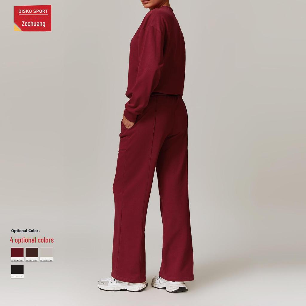 Zechuang Women's High Waist Wide Leg Casual Sports Sweater Suit - Slim, Long Sleeve, Comfortable for Running & Fitness, Style 8933