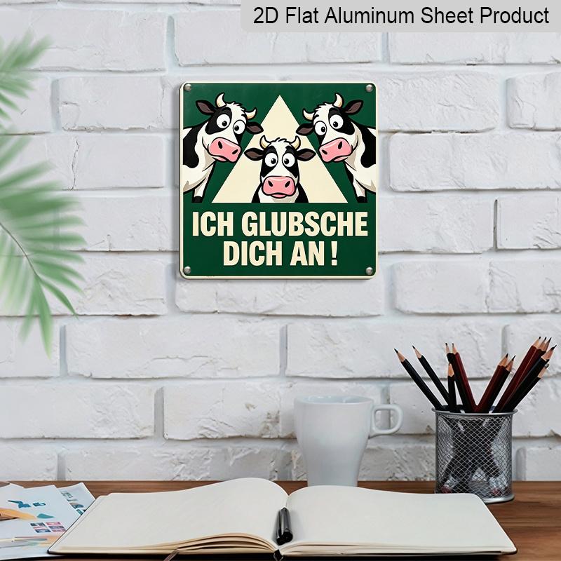 2D Flat, 1pc, Retro Metal Sign, Decorative Sign, Ich Glubsche Dich An Sign, Funny Cow Wall Art, Farmhouse Home Decoration, Rustic Country Style, Gift