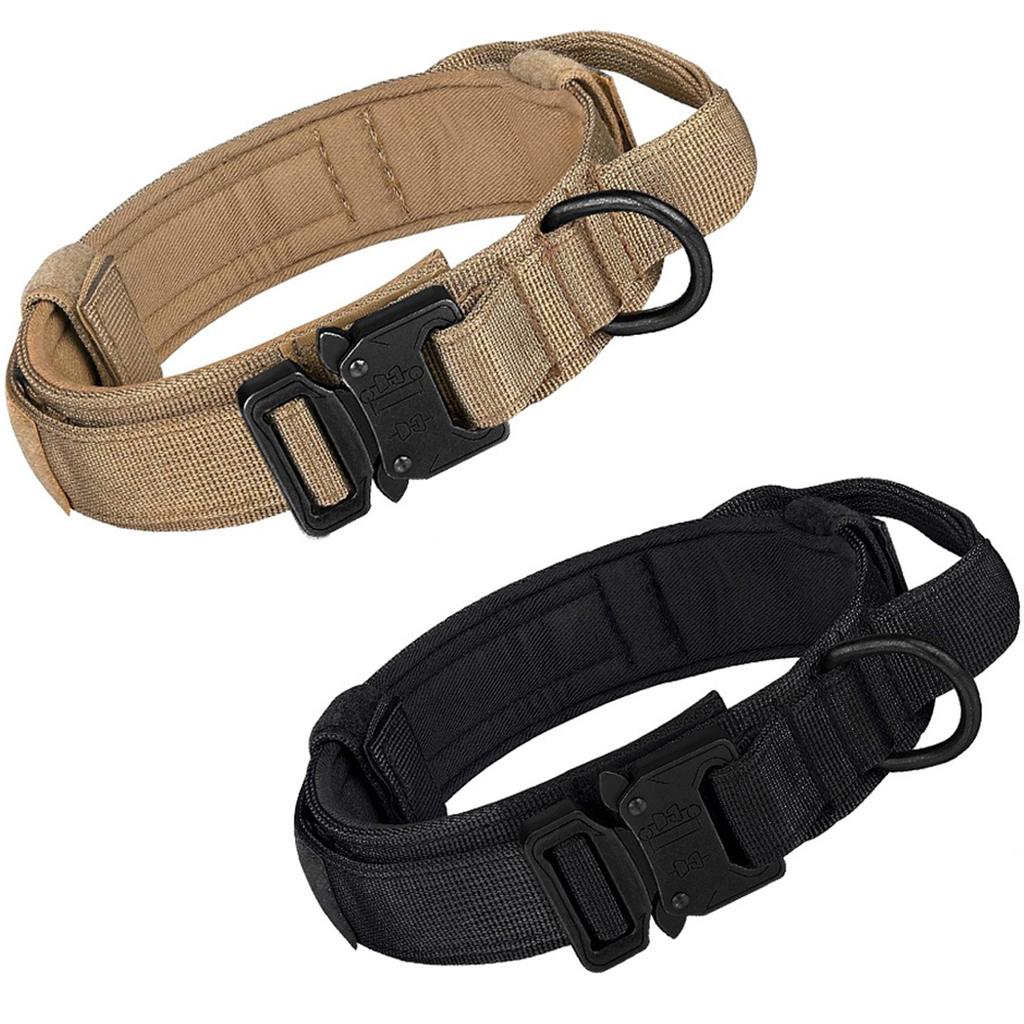 Tactical Dog Collar Adjustable Military Nylon Dog Collar with Control Handle Heavy Duty Metal Buckle for Medium Large Dogs