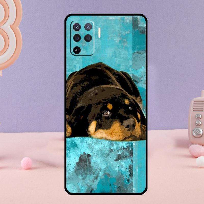 Cute Rottweiler Dog Phone Case For Oppo A58 A18 A38 A78 A98 A17 A77 A80 A40 A60 A16 A76 A96 A74 A94 A54 A15 A57S